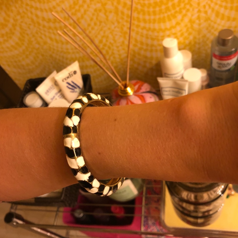 Clip / Snap on Bracelet - GOLD with black & white